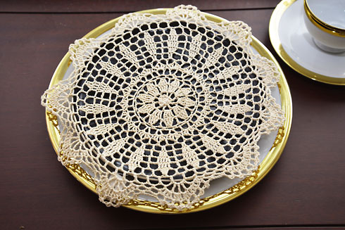 Round Crochet Doilies. 10" round. wheat color. 6 pieces pack